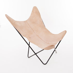 Four Carl Aubock Butterly Fledermaus Suede Leather Chairs, Vienna, 1960s