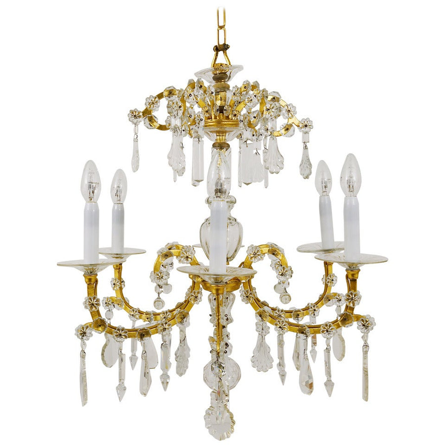 Lobmeyr Baroque Maria Theresia Parlor Chandelier, Crystal Glass, Vienna, 1940s
