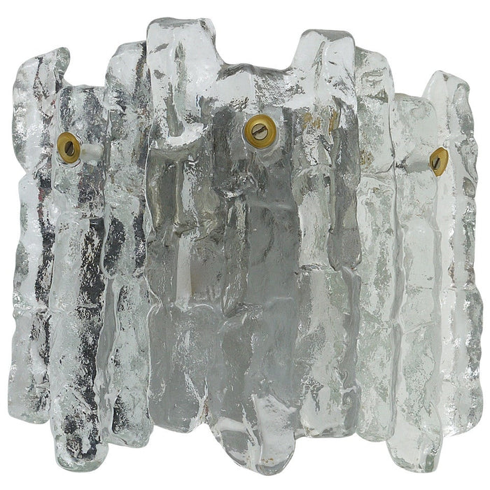 J.T. Kalmar Soria Midcentury Ice Glass Sconce Wall Light, Austria, 1970s