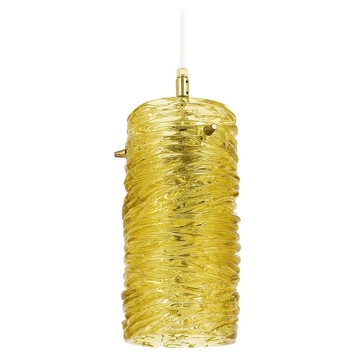 Mid-Century J.T. Kalmar Modernist Glass Tube Brass Pendant Lamp, Austria, 1950s