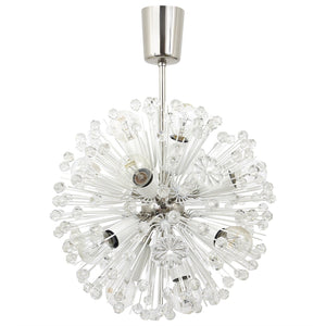 Emil Stejnar Nickel-Plated Dandelion Sputnik Blowball Chandelier, Rupert Nikoll