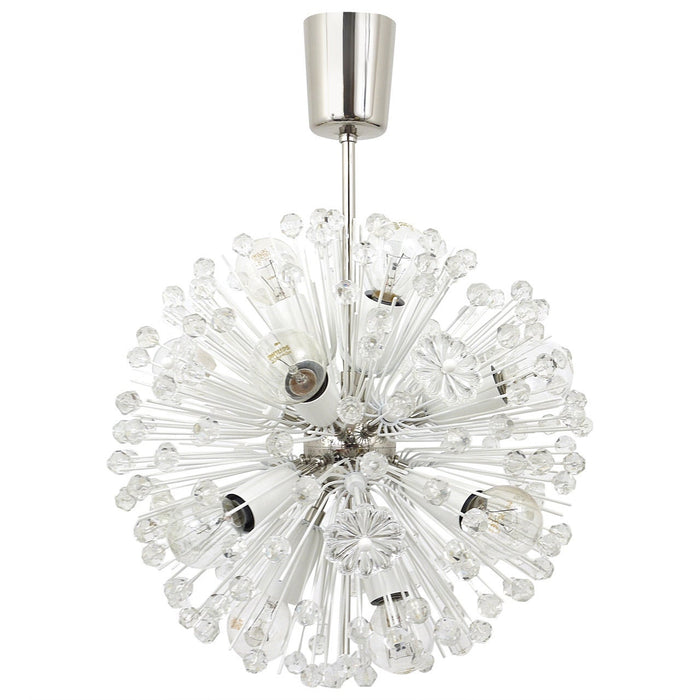Emil Stejnar Nickel-Plated Dandelion Sputnik Blowball Chandelier, Rupert Nikoll