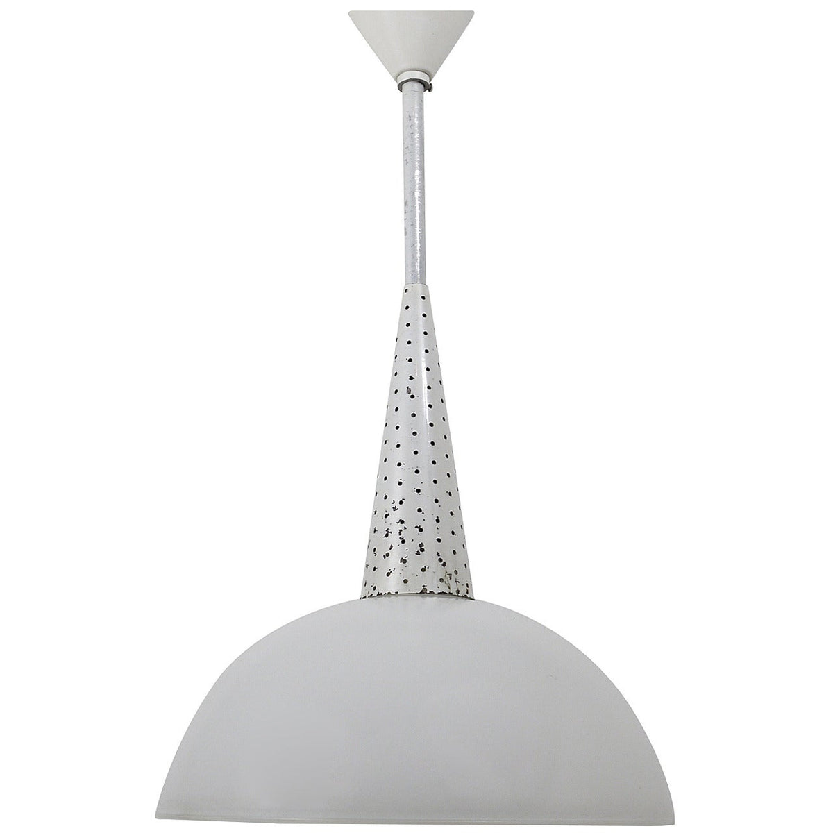 Mathieu Matégot Perforated Midcentury Pendant Lamp, Holophane, France, 1950s