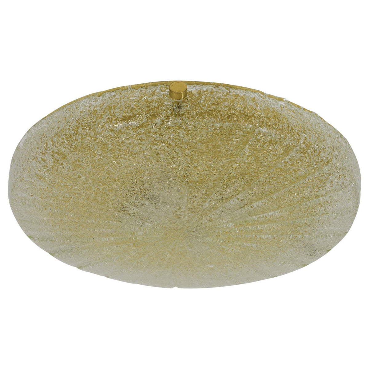 Carl Fagerlund Orrefors Textured Glass & Brass Flush Mount, Sweden, 1950s