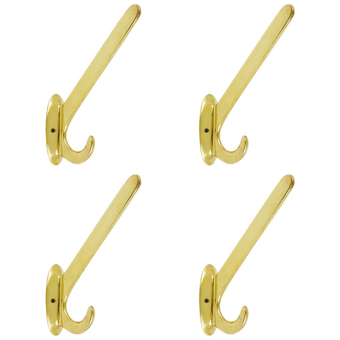Four Art Nouveau Handmade Brass Wall Hooks, Austria, 1920s