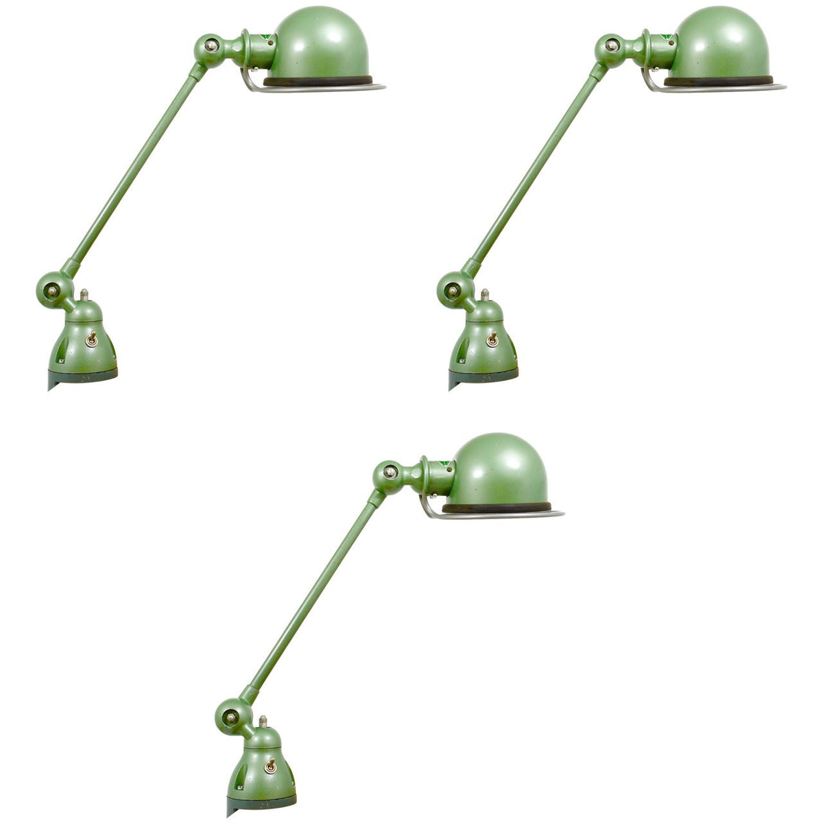 Two Matching Jean Louis Domecq for Jielde Lyon Industrial Clamp Lamps, 1950s