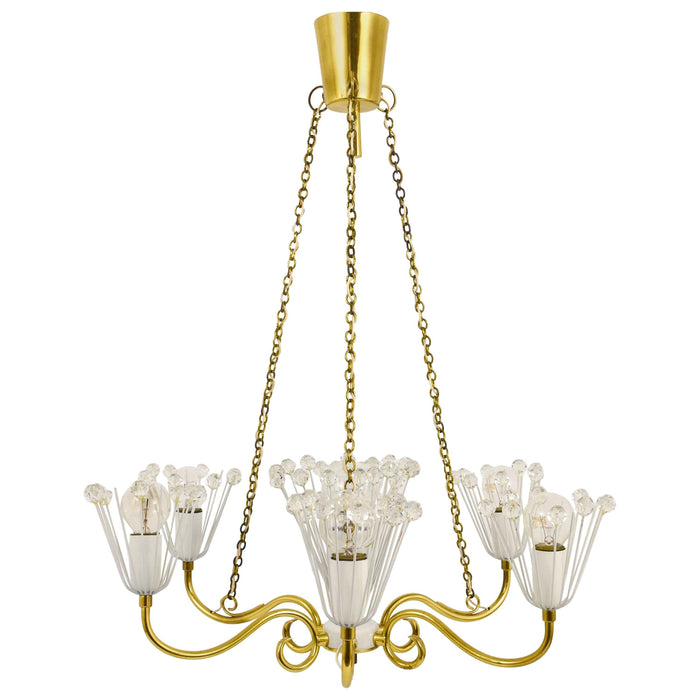 Emil Stejnar Midcentury Brass Chandelier, Rupert Nikoll Vienna, Austria, 1950s