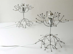 Two Gaetano Sciolari Chrome Sputnik Side or Table Lamps, Midcentury Italy, 1960s