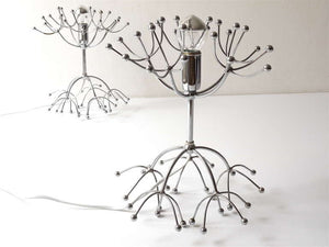 Two Gaetano Sciolari Chrome Sputnik Side or Table Lamps, Midcentury Italy, 1960s