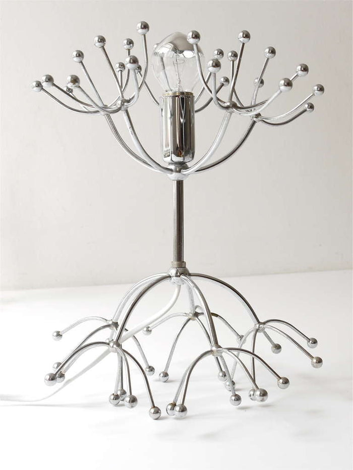 Two Gaetano Sciolari Chrome Sputnik Side or Table Lamps, Midcentury Italy, 1960s