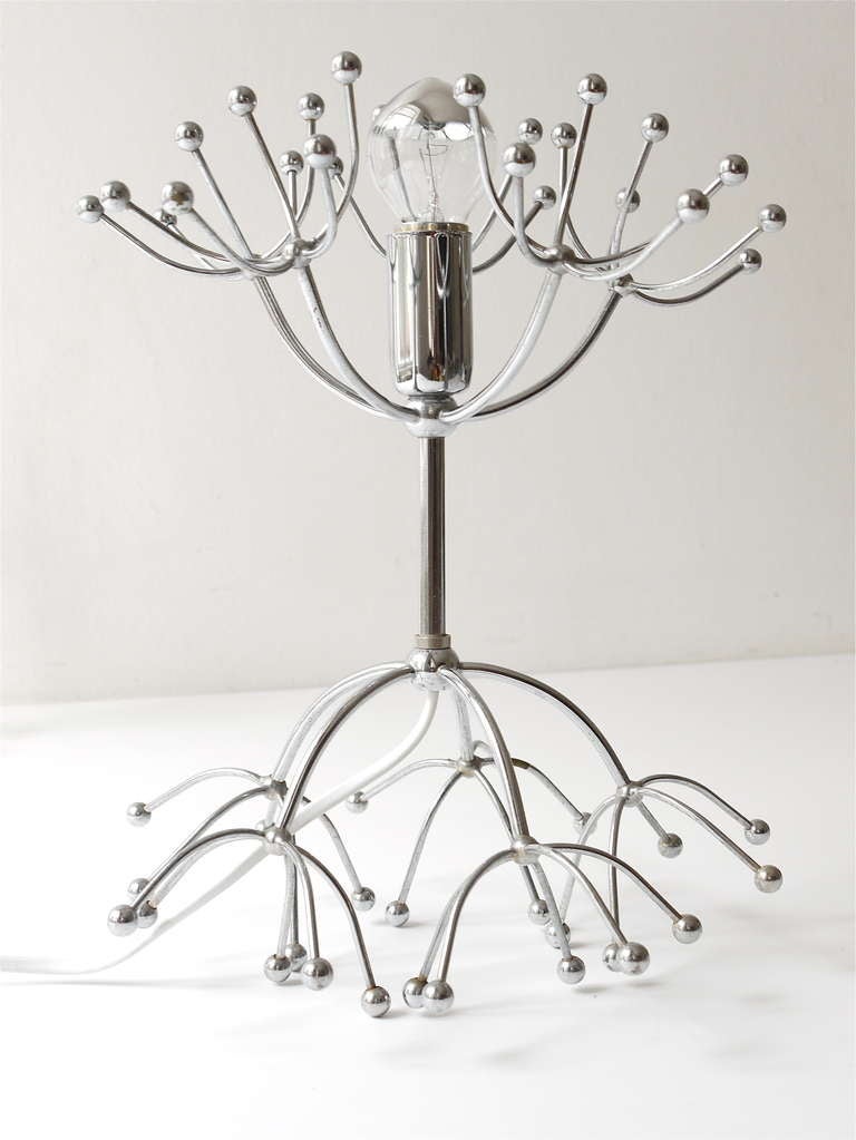 Deux lampes d'appoint ou lampes de table Sputnik en chrome de Gaetano Sciolari, Italie Mid-Century, années 1960