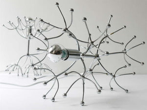 Two Gaetano Sciolari Chrome Sputnik Side or Table Lamps, Midcentury Italy, 1960s