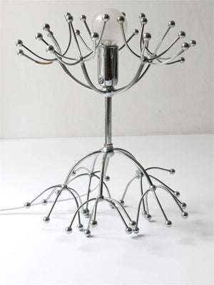 Two Gaetano Sciolari Chrome Sputnik Side or Table Lamps, Midcentury Italy, 1960s