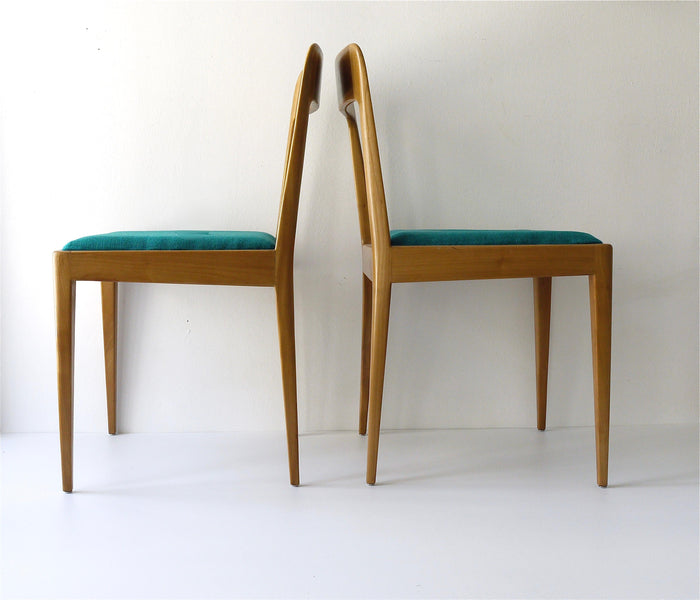 Four Carl Aubock Midcentury Walnut Chairs A7, Vienna, Austria, 1950s