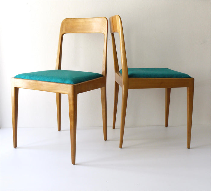 Four Carl Aubock Midcentury Walnut Chairs A7, Vienna, Austria, 1950s