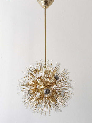 Emil Stejnar Gold-Plated Midcentury Dandelion Sputnik Blowball Chandelier, 1970s