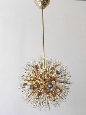 Emil Stejnar Gold-Plated Midcentury Dandelion Sputnik Blowball Chandelier, 1970s