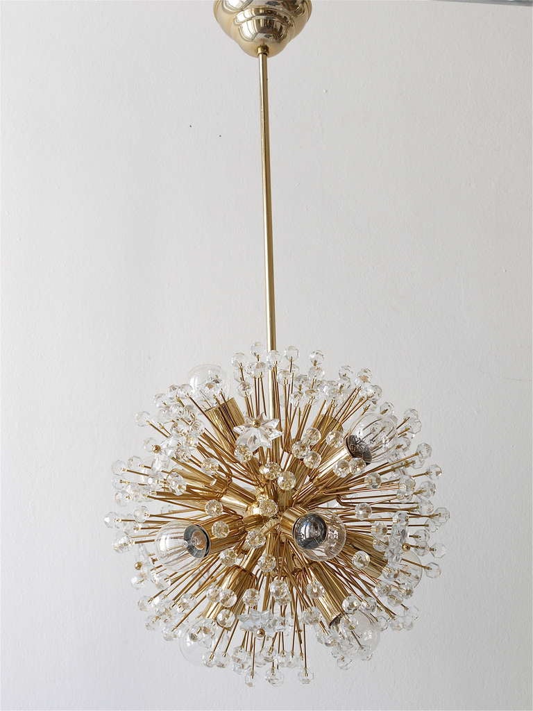 Lustre pissenlit sputnik plaqué or Emil Stejnar, Mid-Century, années 1970