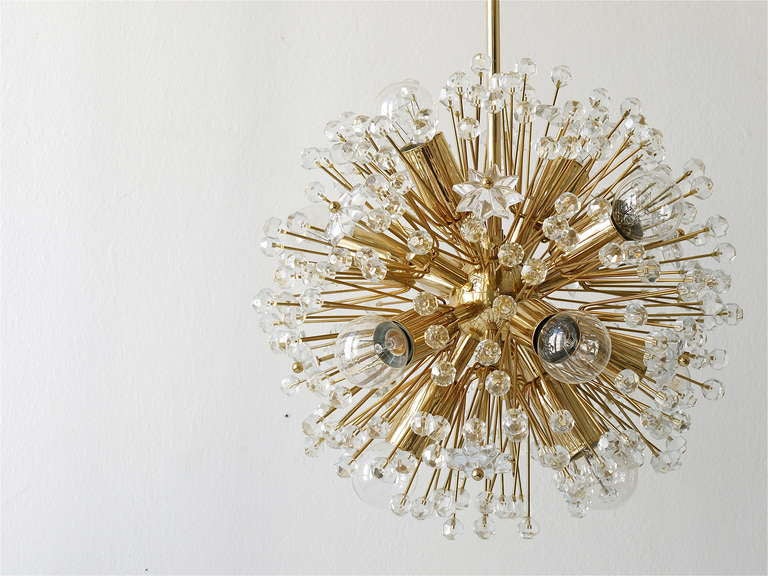 Lustre pissenlit sputnik plaqué or Emil Stejnar, Mid-Century, années 1970