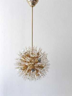 Emil Stejnar Gold-Plated Midcentury Dandelion Sputnik Blowball Chandelier, 1970s