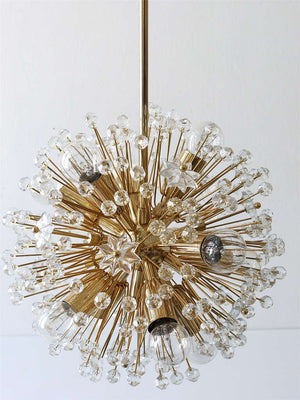 Emil Stejnar Gold-Plated Midcentury Dandelion Sputnik Blowball Chandelier, 1970s