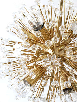 Emil Stejnar Gold-Plated Midcentury Dandelion Sputnik Blowball Chandelier, 1970s