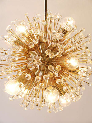 Emil Stejnar Gold-Plated Midcentury Dandelion Sputnik Blowball Chandelier, 1970s