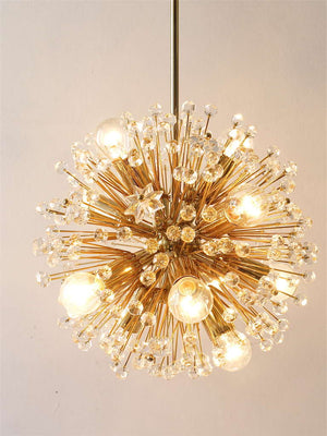 Emil Stejnar Gold-Plated Midcentury Dandelion Sputnik Blowball Chandelier, 1970s