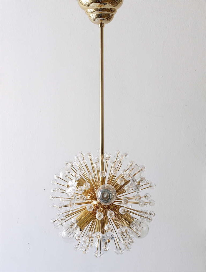 Two Emil Stejnar Gold-Plated Blowball Sputnik Chandelier, Austria, 1970s
