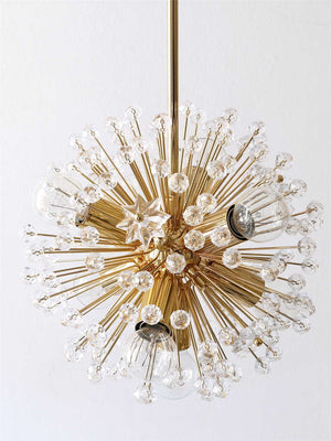 Two Emil Stejnar Gold-Plated Blowball Sputnik Chandelier, Austria, 1970s