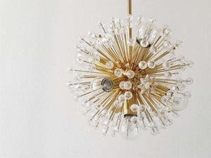 Two Emil Stejnar Gold-Plated Blowball Sputnik Chandelier, Austria, 1970s