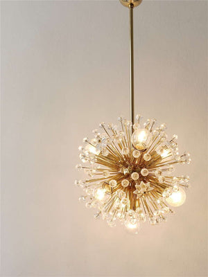 Two Emil Stejnar Gold-Plated Blowball Sputnik Chandelier, Austria, 1970s