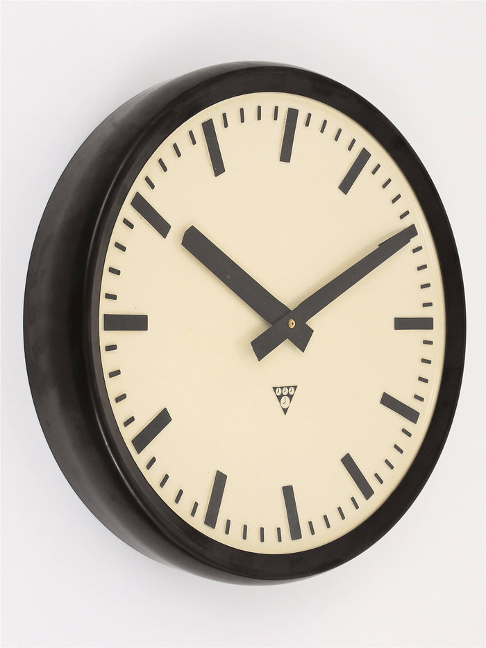Huge Bakelite Industrial Train Station Round Wall Clock from the 1940s