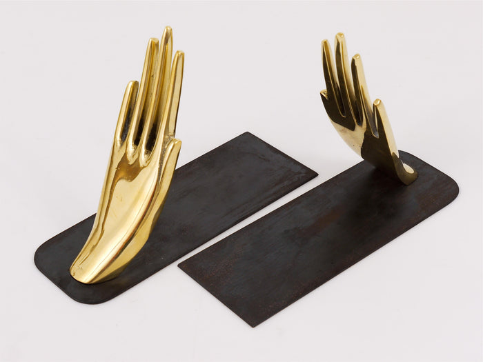 Carl Auböck Mid-Century Bookends with Brass Hands #1928, Vienna, Austria