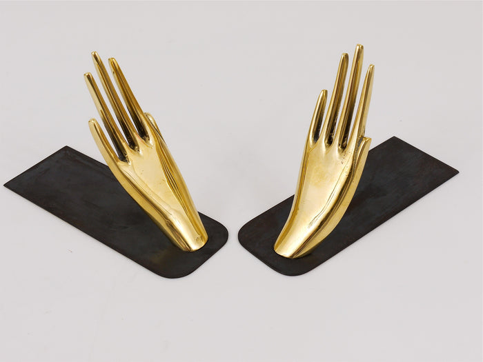 Carl Auböck Mid-Century Bookends with Brass Hands #1928, Vienna, Austria