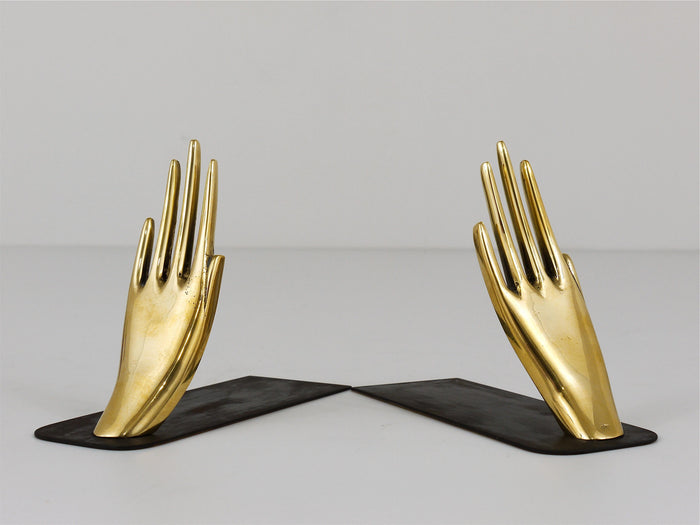 Carl Auböck Mid-Century Bookends with Brass Hands #1928, Vienna, Austria