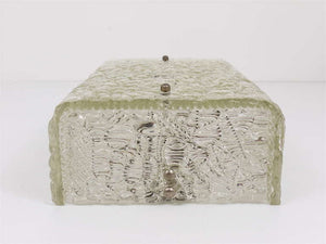 J.T. Kalmar Square Midcentury Textured Glass Flush Mount , Sconce, Vienna, 1950s
