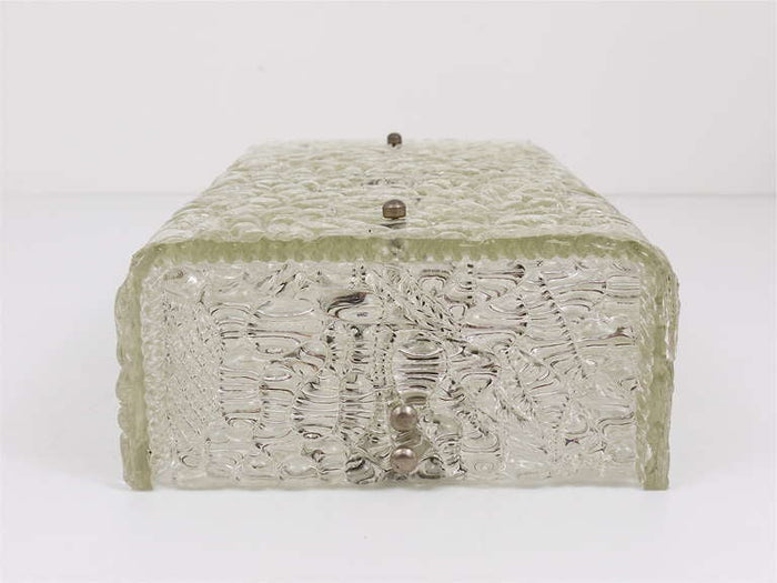 J.T. Kalmar Square Midcentury Textured Glass Flush Mount , Sconce, Vienna, 1950s