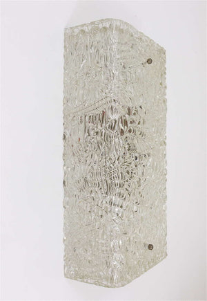 J.T. Kalmar Square Midcentury Textured Glass Flush Mount , Sconce, Vienna, 1950s