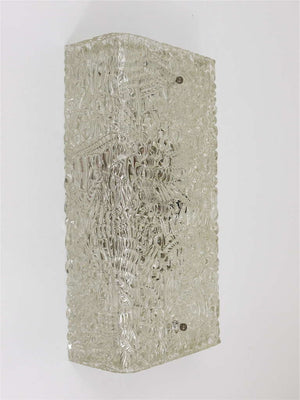 J.T. Kalmar Square Midcentury Textured Glass Flush Mount , Sconce, Vienna, 1950s