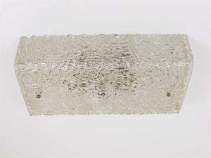 J.T. Kalmar Square Midcentury Textured Glass Flush Mount , Sconce, Vienna, 1950s