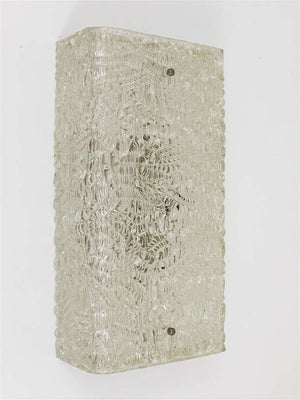 J.T. Kalmar Square Midcentury Textured Glass Flush Mount , Sconce, Vienna, 1950s