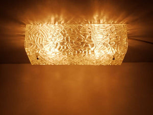 J.T. Kalmar Square Midcentury Textured Glass Flush Mount , Sconce, Vienna, 1950s