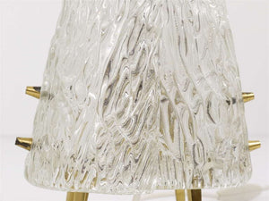 Pair J.T. Kalmar Brass & Textured Glass Mid-Century Table Lamps, Austria, 1950s