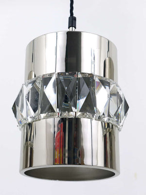 Three Bakalowits Nickel, Brass and Faceted Crystal Pendant Lamps, Austria, 1950s