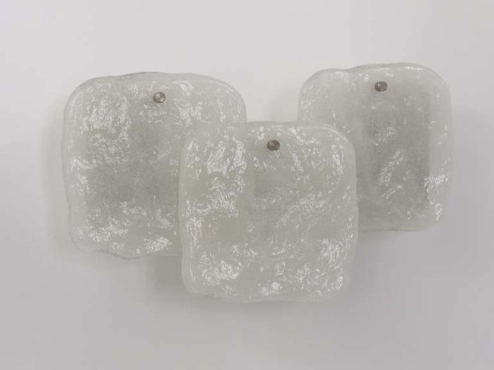 Up to 4 Kalmar Vienna Frosted Ice Glass Panel Sconces Modernist Wall Lamps 1960s