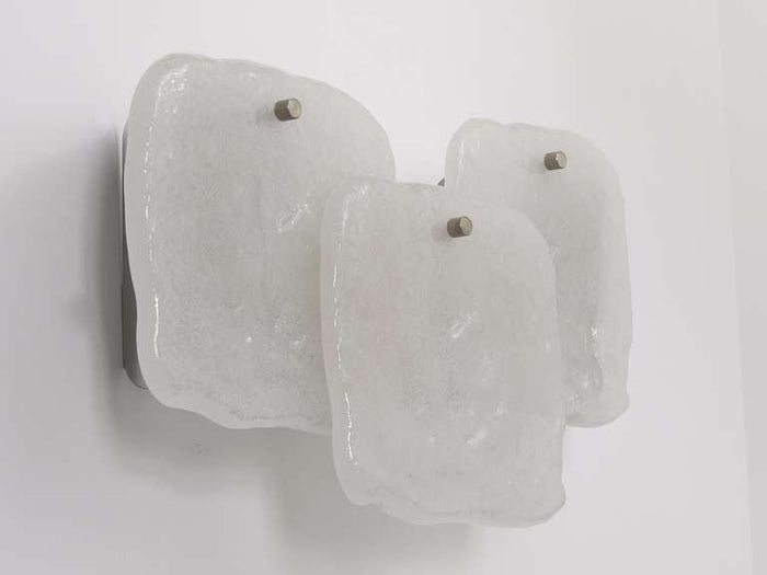 Up to 4 Kalmar Vienna Frosted Ice Glass Panel Sconces Modernist Wall Lamps 1960s