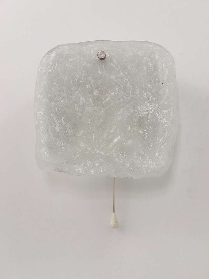 Midcentury Kalmar Frosted Ice Glass Panel Sconce Wall Light, Austria, 1960s