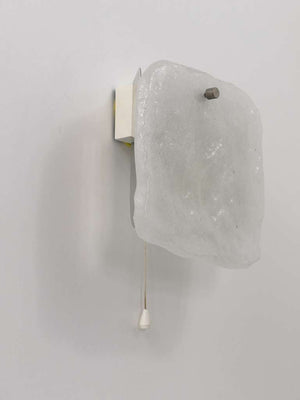 Midcentury Kalmar Frosted Ice Glass Panel Sconce Wall Light, Austria, 1960s