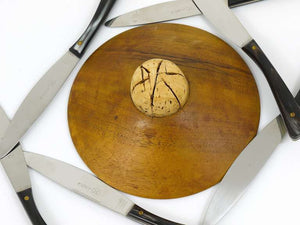 Carl Aubock II Walnut Knife Holder with 6 Amboss Knives, Austria, 1950s
